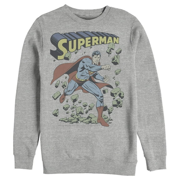 Men's Superman Hero Smash Barriers  Sweatshirt Athletic Heather 2X Large