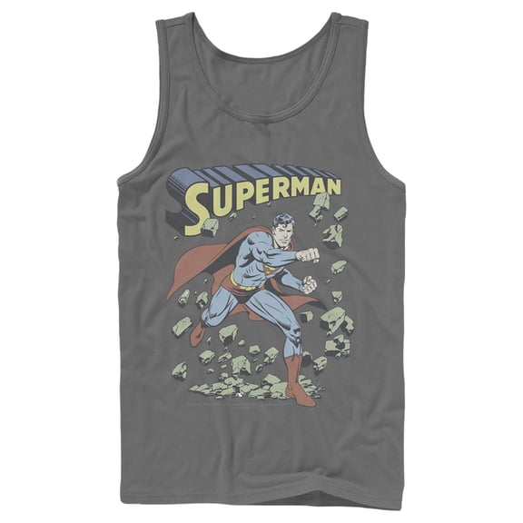 Men's Superman Hero Smash Barriers  Tank Top Charcoal Medium