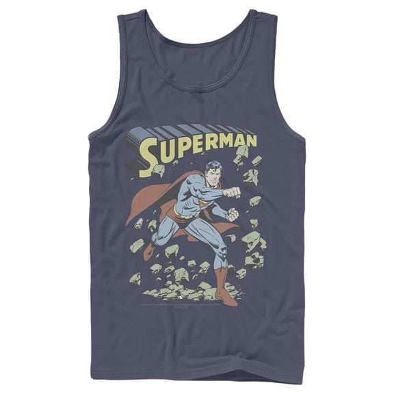 Men's Superman Hero Smash Barriers  Tank Top Navy Blue Small