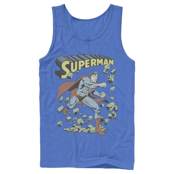 Men's Superman Hero Smash Barriers  Tank Top Royal Blue 2X Large
