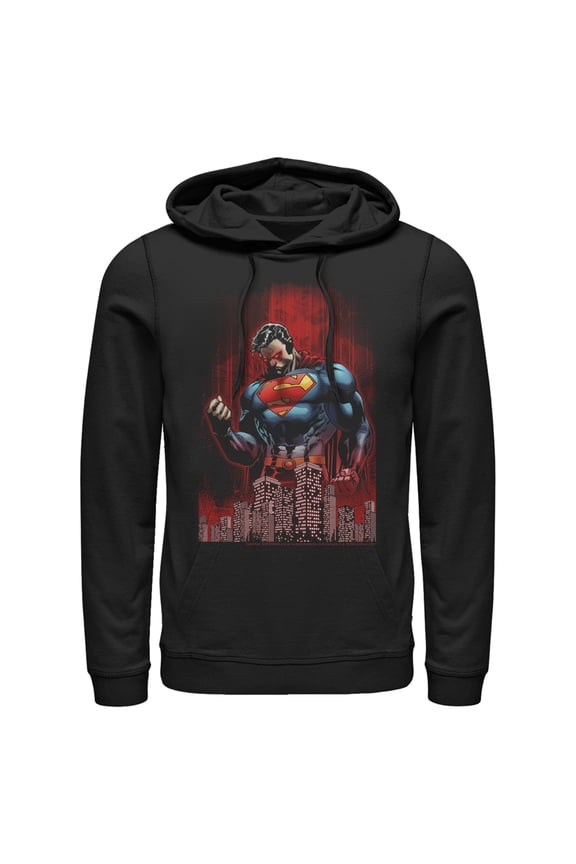 Men's Superman Hero Streaks Pull Over Hoodie Black 2X Large