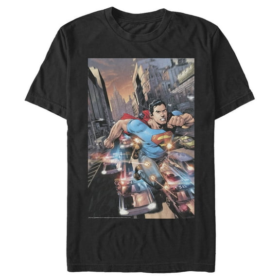 Men's Superman Hidden Hero Glimmer  Graphic Tee Black Small