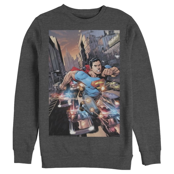 Men's Superman Hidden Hero Glimmer  Sweatshirt Charcoal Heather Medium