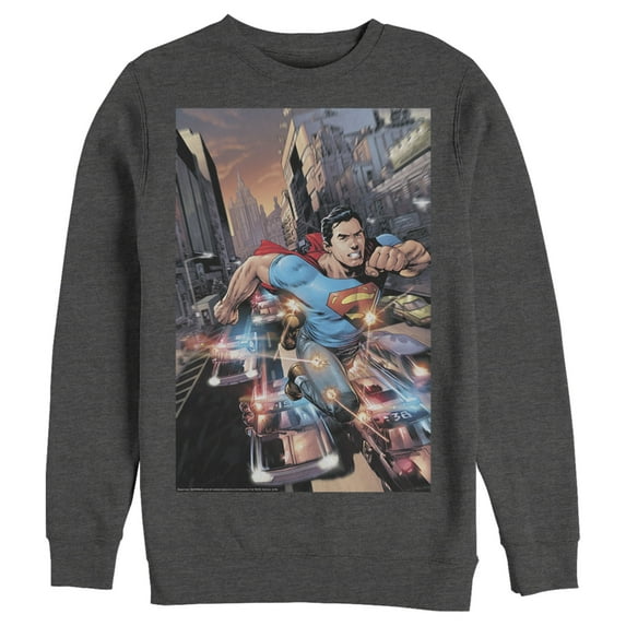 Superman Hidden Hero Glimmer Mens Graphic Sweatshirt