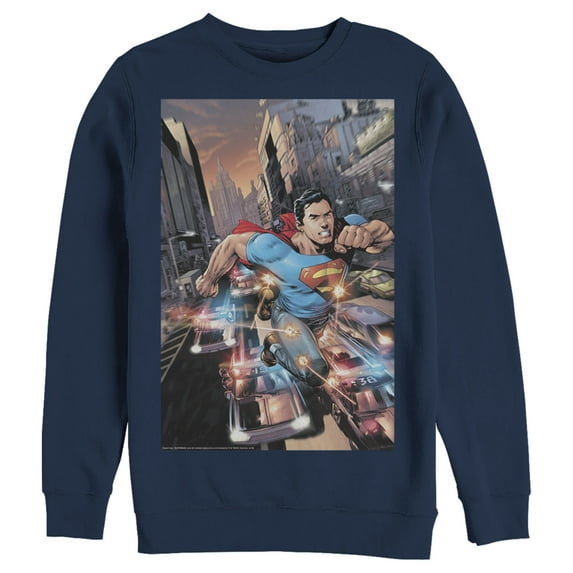 Men's Superman Hidden Hero Glimmer Sweatshirt Navy Blue X Large