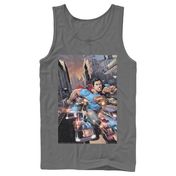Men's Superman Hidden Hero Glimmer Tank Top Charcoal Medium