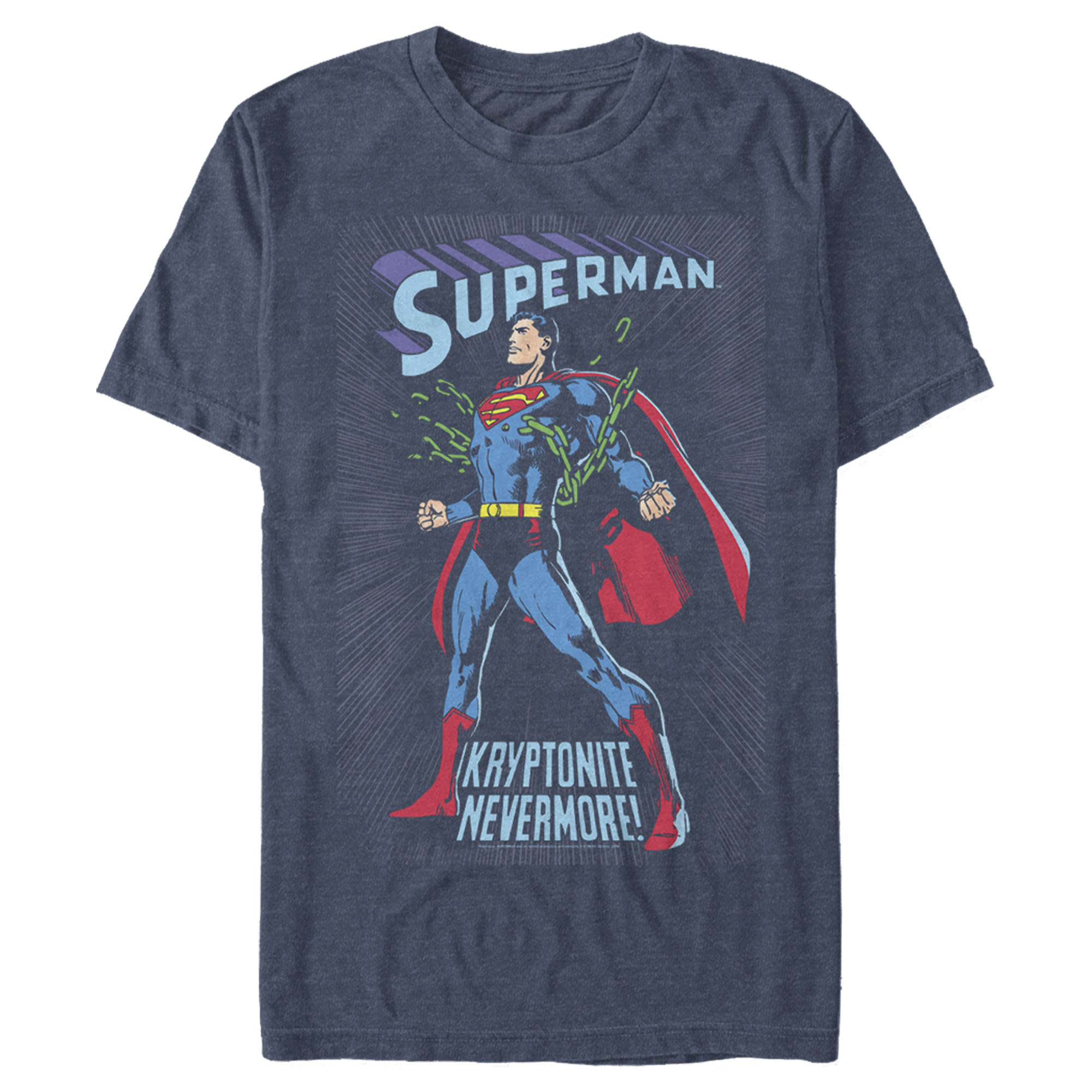 Men's Superman Kryptonite Nevermore Cover  Graphic Tee Navy Blue Heather 3X Large - image 1 of 3