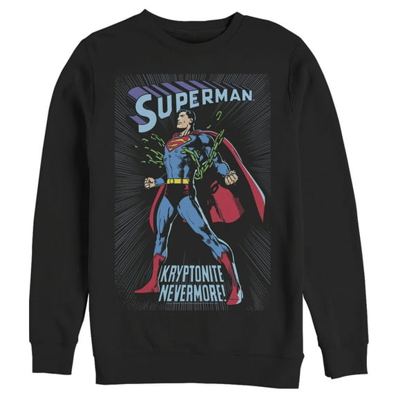 Men's Superman Kryptonite Nevermore Cover  Sweatshirt Black 3X Large