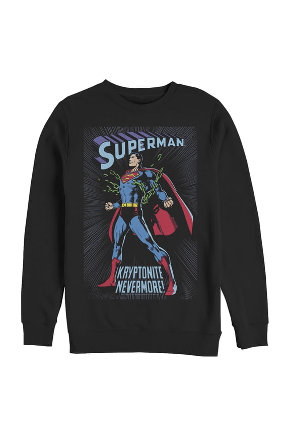 Men's Superman Kryptonite Nevermore Cover Sweatshirt Black Large