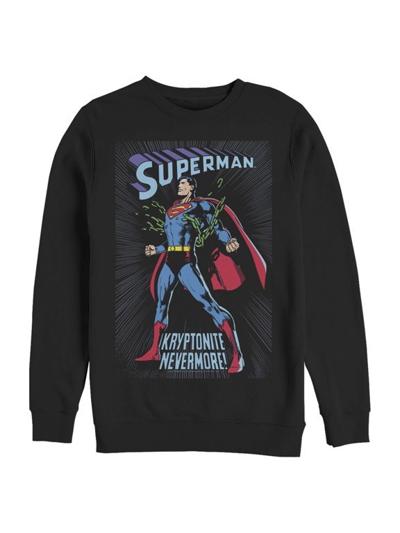 Men's Superman Kryptonite Nevermore Cover Sweatshirt Black Medium
