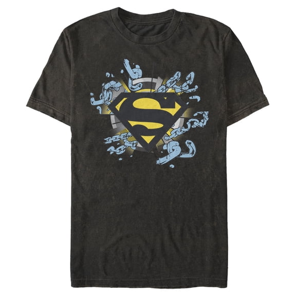 Men's Superman Logo Broken Chain  Graphic Tee Black 3X Large