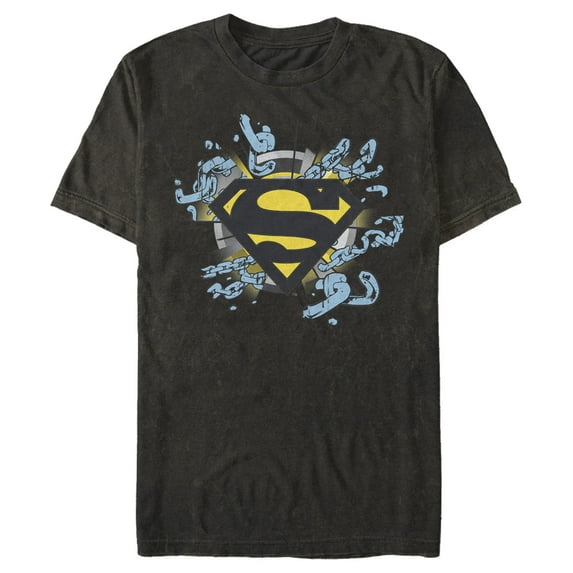 Men's Superman Logo Broken Chain Graphic Tee Black Small