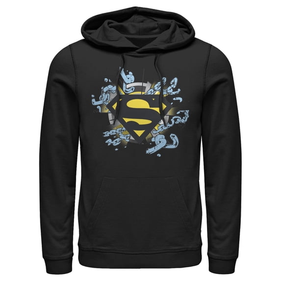 Men's Superman Logo Broken Chain Pull Over Hoodie Black 3X Large