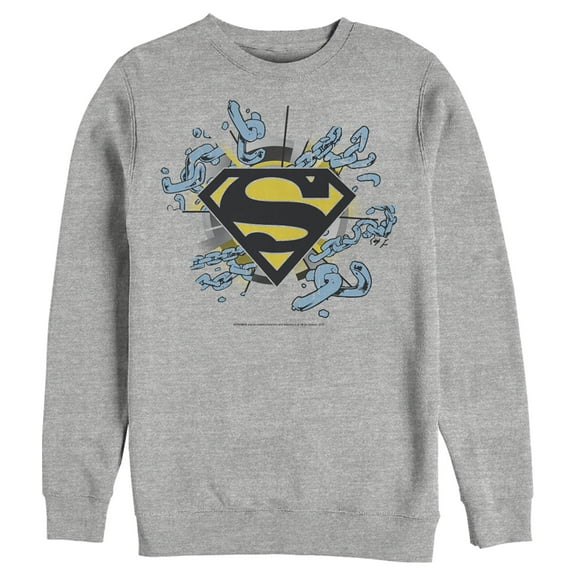 Men's Superman Logo Broken Chain  Sweatshirt Athletic Heather Small