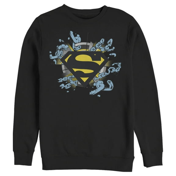 Men's Superman Logo Broken Chain  Sweatshirt Black 2X Large