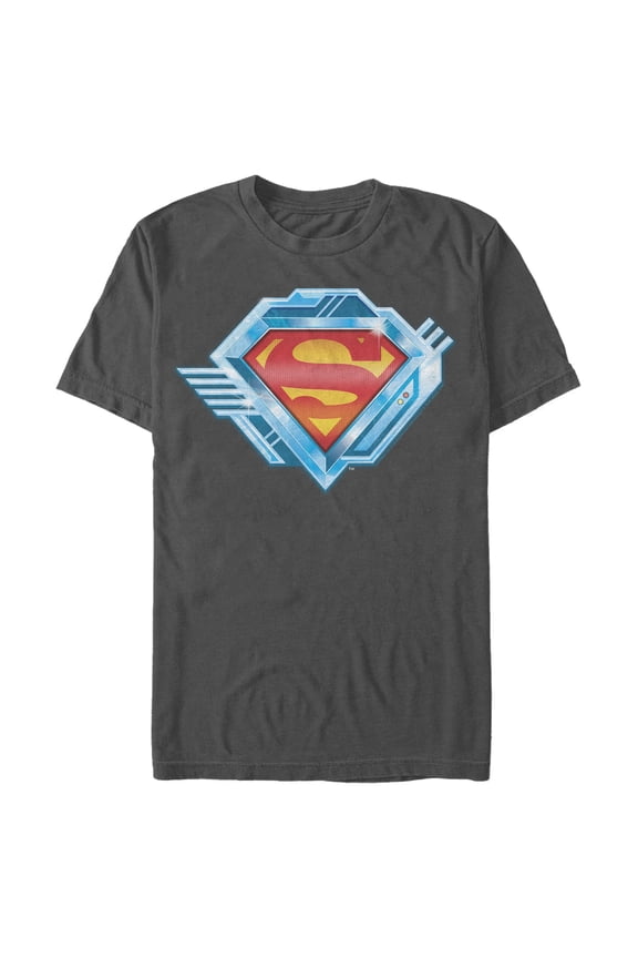 Men's Superman Logo Chrome Machine  Graphic Tee Charcoal X Large