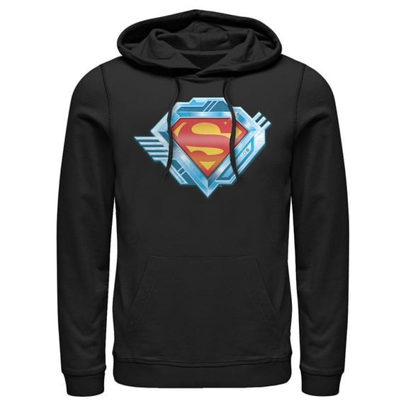 Men's Superman Logo Chrome Machine Pull Over Hoodie Black 3X Large