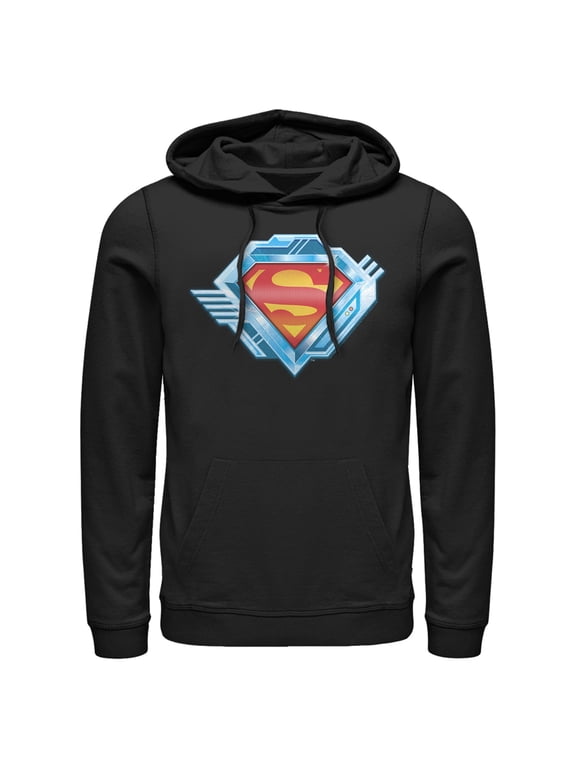 Men's Superman Logo Chrome Machine Pull Over Hoodie Black X Large