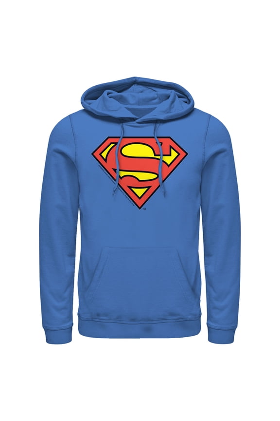 Men's Superman Logo Classic Pull Over Hoodie Royal Blue 2X Large