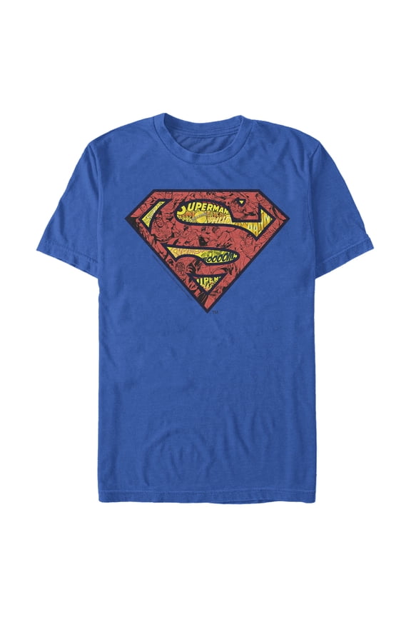 Men's Superman Logo Collage  Graphic Tee Royal Blue Large