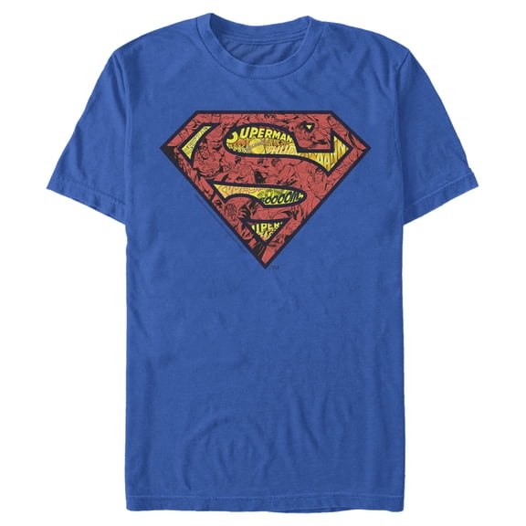 Men's Superman Logo Collage Graphic Tee Royal Blue Large