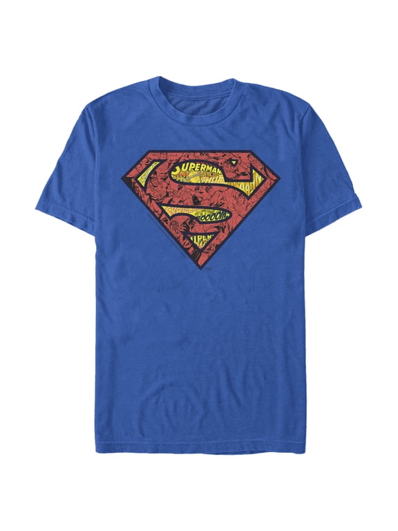 Men's Superman Logo Collage Graphic Tee Royal Blue Large