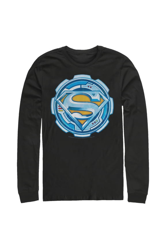 Men's Superman Logo Gear Long Sleeve Shirt Black Medium