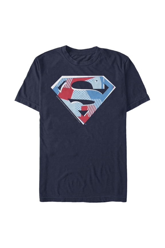Men's Superman Logo Geometric  Graphic Tee Navy Blue Small