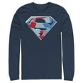 thumbnail image 1 of Men's Superman Logo Geometric  Long Sleeve Shirt Navy Blue Medium, 1 of 3