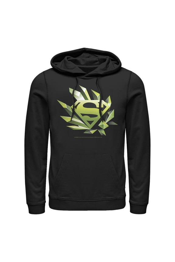 Men's Superman Logo Geometric Shape Pull Over Hoodie Black Medium