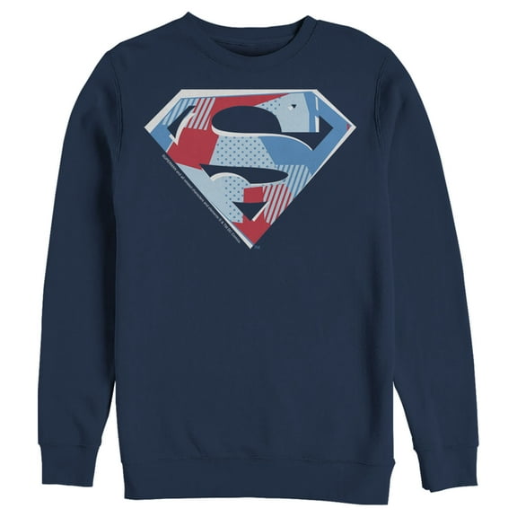 Men's Superman Logo Geometric  Sweatshirt Navy Blue Large