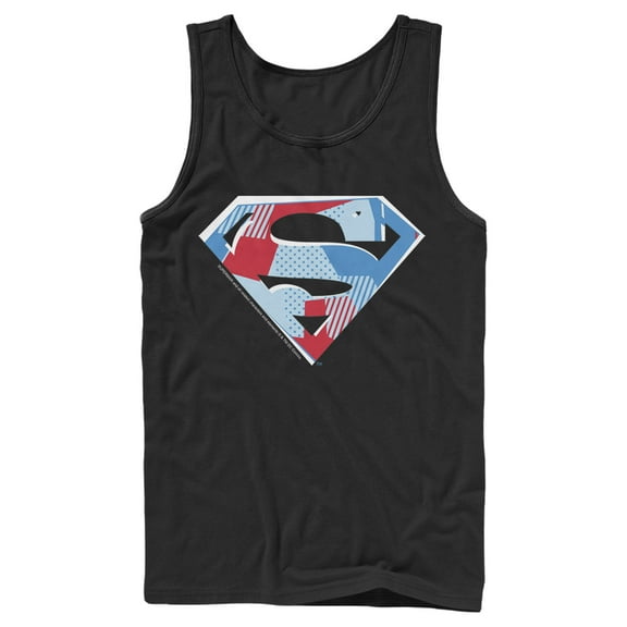 Men's Superman Logo Geometric Tank Top Black Large