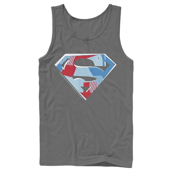 Men's Superman Logo Geometric Tank Top Charcoal 2X Large