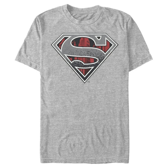Men's Superman Logo Grunge Graphic Tee Athletic Heather X Large