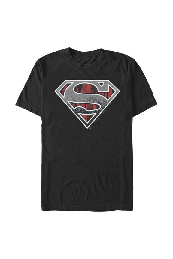 Men's Superman Logo Grunge  Graphic Tee Black X Large