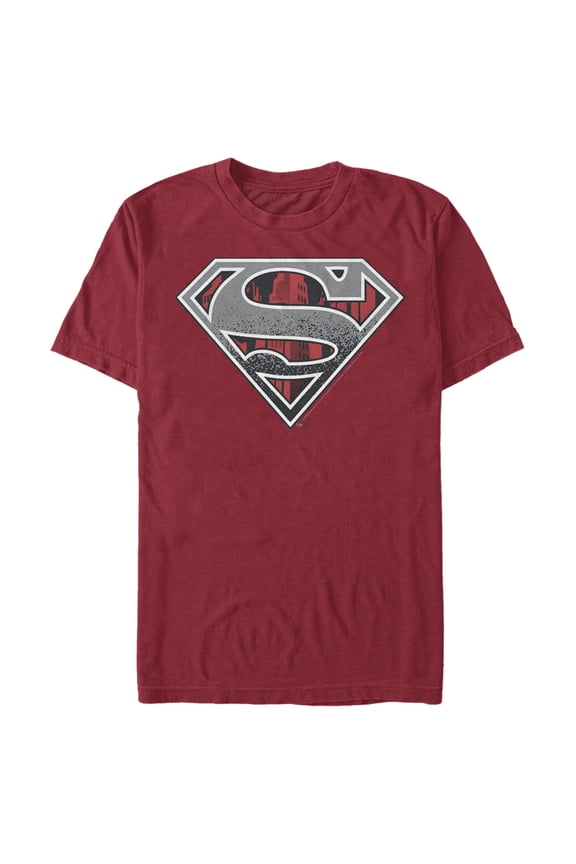 Men's Superman Logo Grunge Graphic Tee Cardinal Small