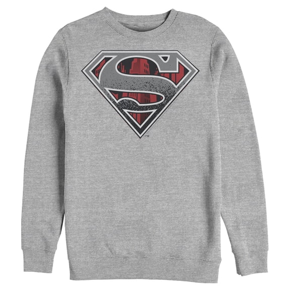 Men's Superman Logo Grunge  Sweatshirt Athletic Heather X Large