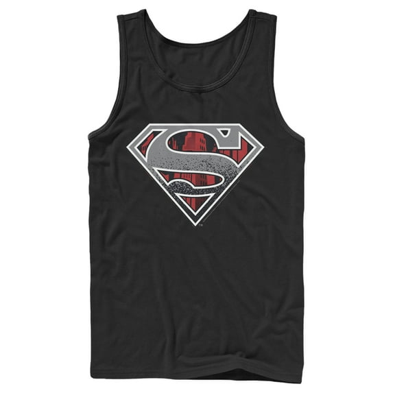 Men's Superman Logo Grunge Tank Top Black Small