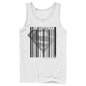 Men's Superman Logo Hero Barcode Tank Top White Small