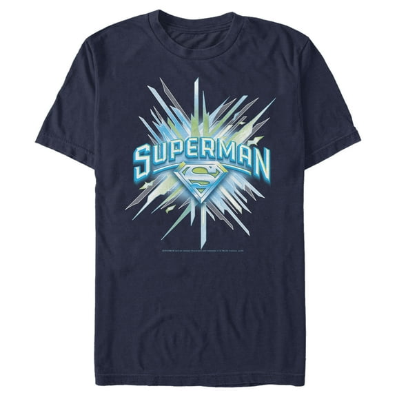 Men's Superman Logo Icicles Graphic Tee Navy Blue 2X Large