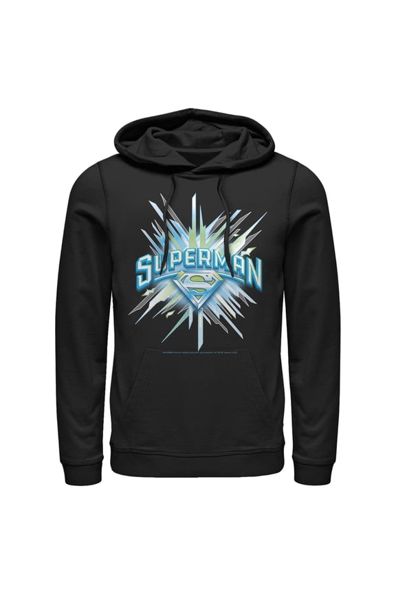 Men's Superman Logo Icicles Pull Over Hoodie Black Large