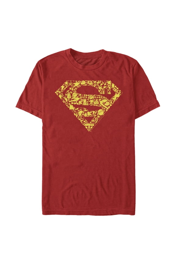 Men's Superman Logo Icon Collage  Graphic Tee Red Large