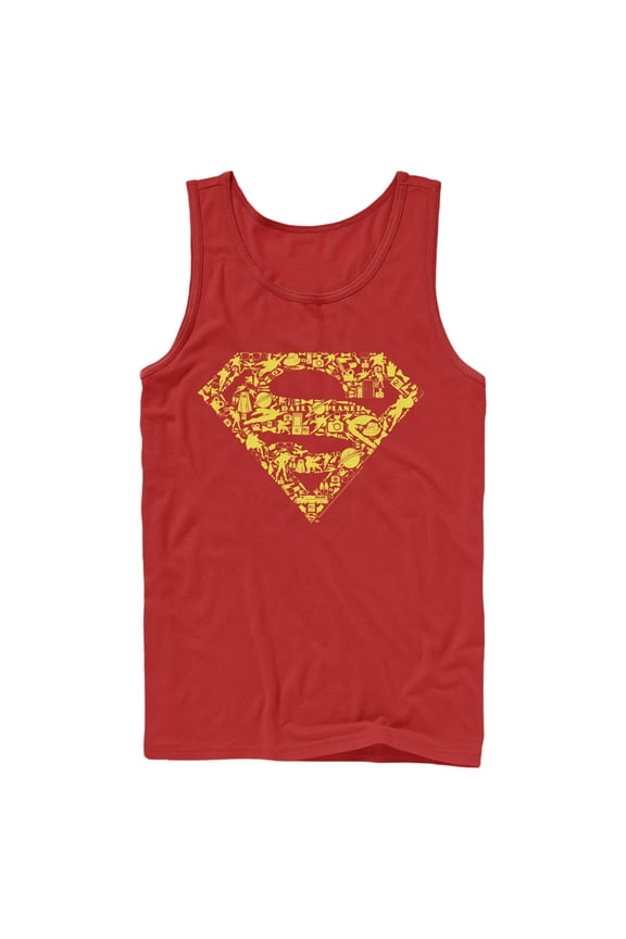 Men's Superman Logo Icon Collage Tank Top Red 2X Large