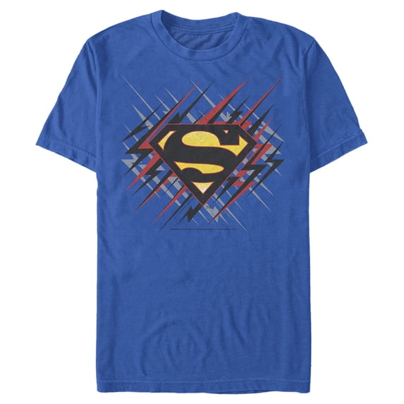Men's Superman Logo Lightning Graphic Tee Royal Blue Large