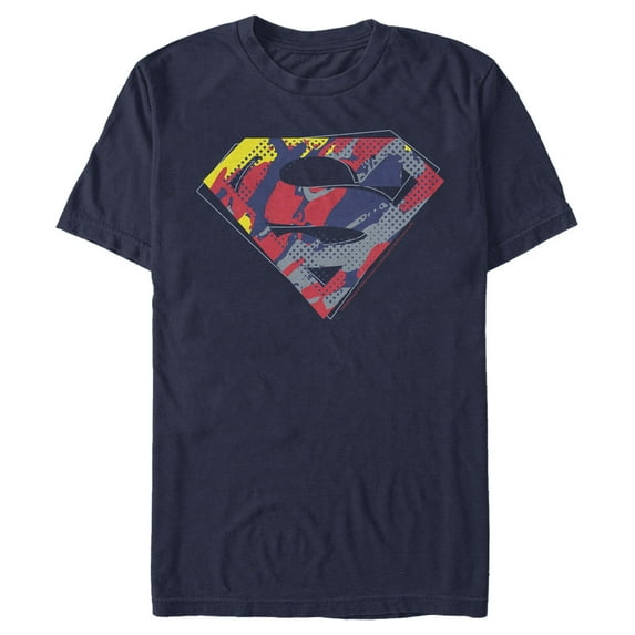 Men's Superman Logo Paint Splatter Graphic Tee Navy Blue 3X Large