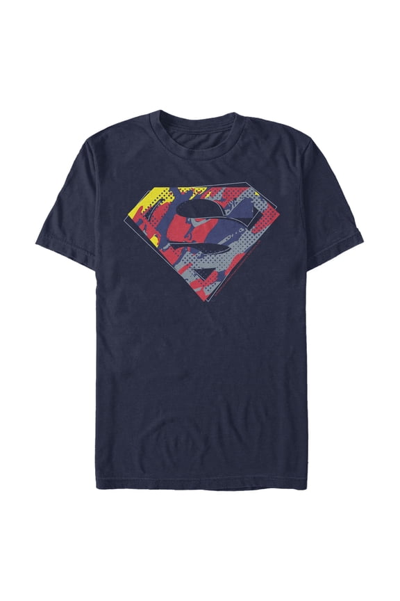 Men's Superman Logo Paint Splatter  Graphic Tee Navy Blue Medium