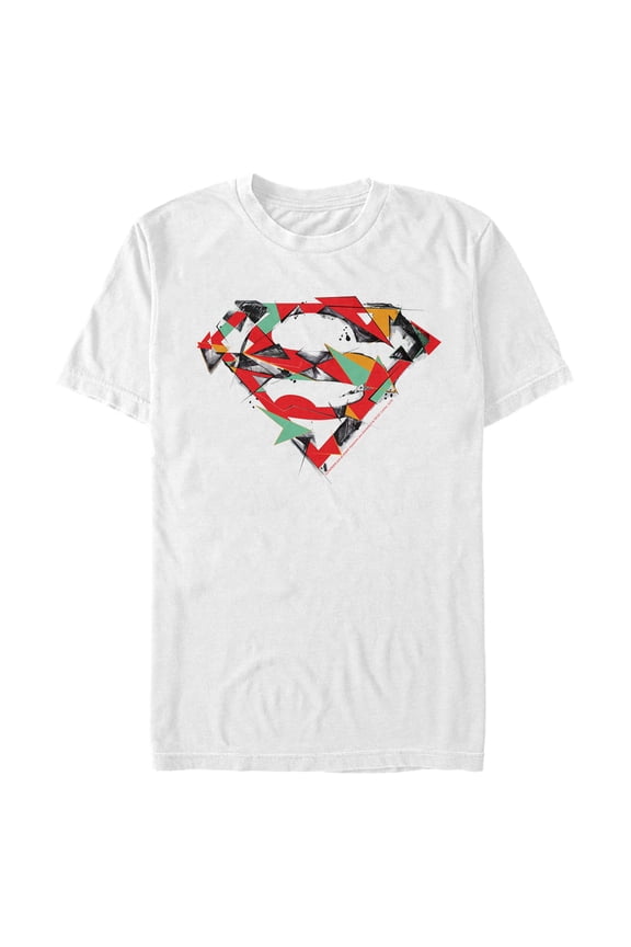 Men's Superman Logo Puzzle Graphic Tee White Large