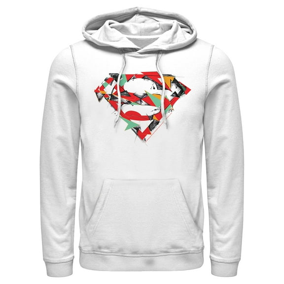 Men's Superman Logo Puzzle  Pull Over Hoodie White 2X Large