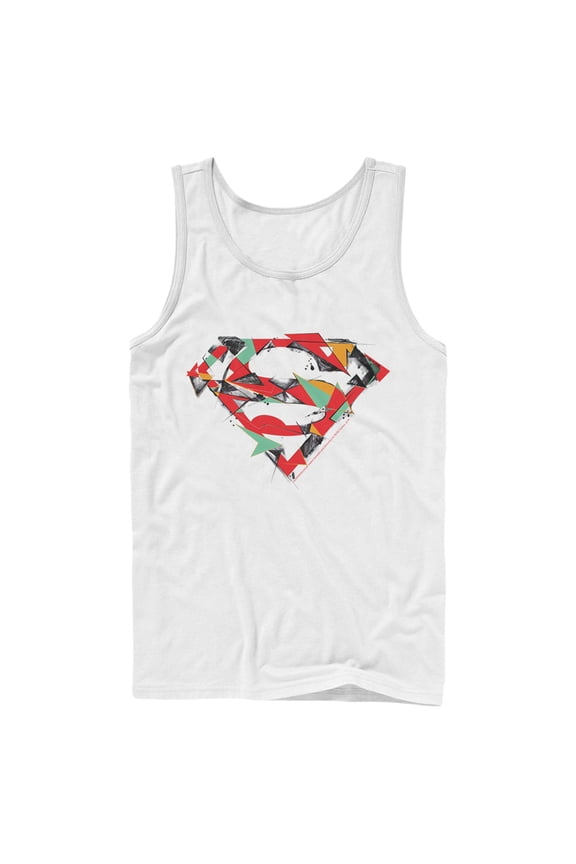 Men's Superman Logo Puzzle Tank Top White Medium