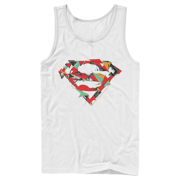 Men's Superman Logo Puzzle  Tank Top White Small